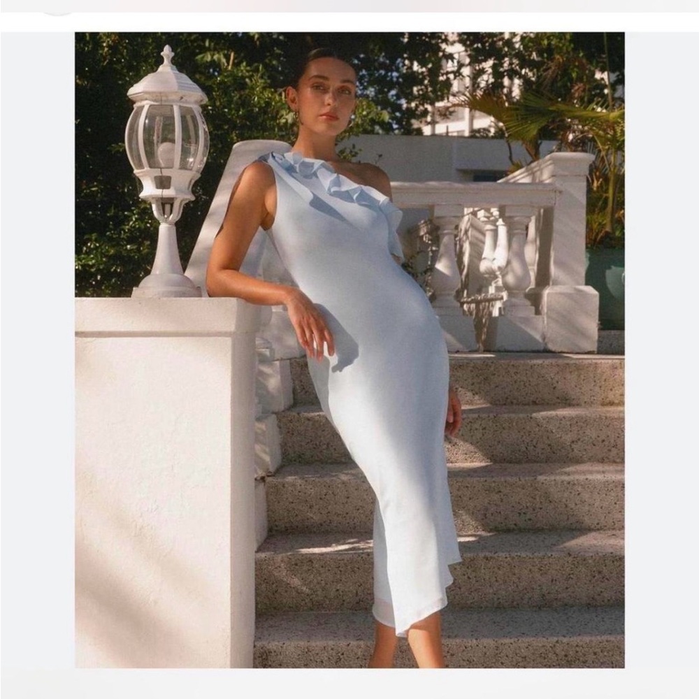 Peppermayo Sky Blue One-Shoulder Dress